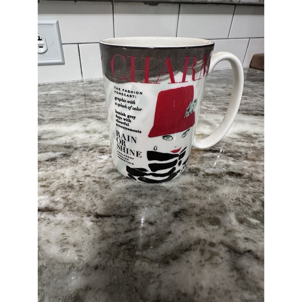 Kate Spade Lenox Make Headlines Rain or Shine Mug Fashion Graphic Porcelain